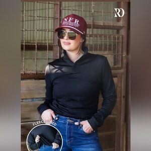 Black Polar Fleece 1/4 Zip Ranch Dressn XS